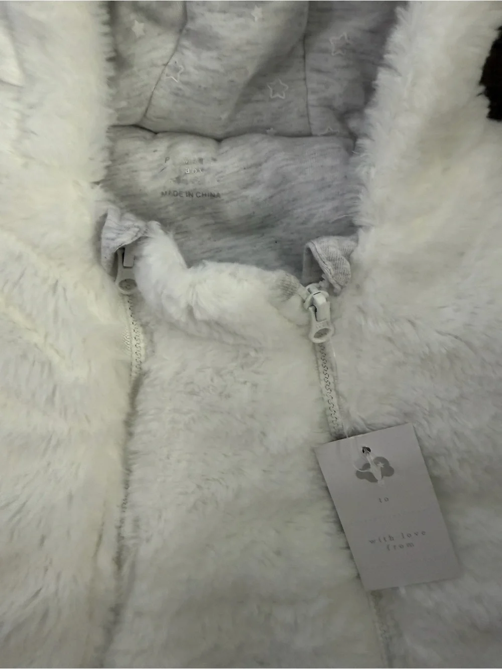 next White Plush Hooded Baby One-Piece Footed Suit